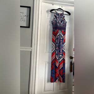 Chico's Vibrant Red and Blue Print Top